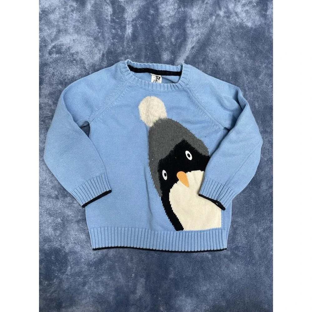 Gymboree Toddler 4T Penguin Blue Sweater Pullover Cute Winter Kids Top